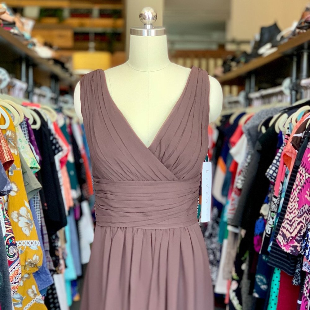 Bill Levkoff Chocolate Ruffly Brides Maid Dress